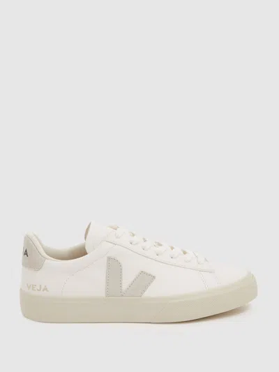 Veja Leather Suede Logo Trainers In White
