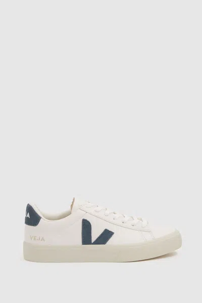 Veja Leather Suede Logo Trainers In Blue/white