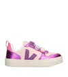 Veja Small V-10 Chromefree Leather Petale_multico-cosmos Sneakers In Pink