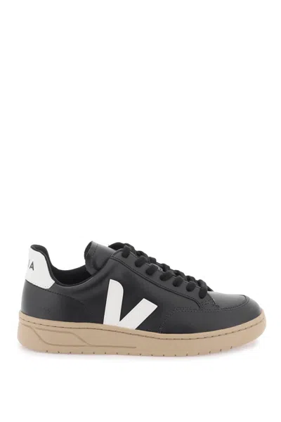 Veja V-12 Leather Trainers In Nero