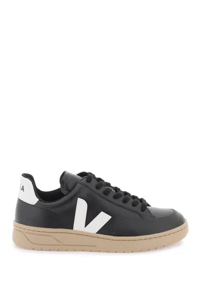 Veja V-12 Leather Sneakers In Nero