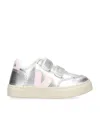 Veja V-12 Chrome-free Leather Strap Sneakers In Silver