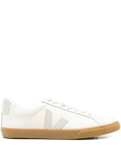 Veja Leather V Logo Sneakers In Neutral