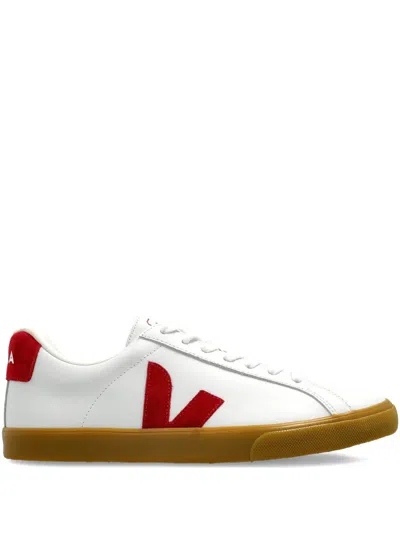 Veja Leather V-logo Sneakers In White