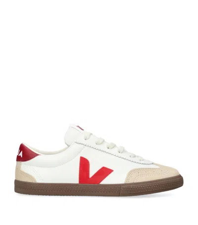 Veja Volley Panelled Leather Sneakers In White