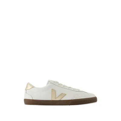 Veja Logo Appliqué Leather Sneakers In White