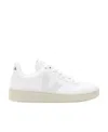 Veja White V-10 Lace-up Sneakers In White