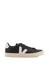 Veja Campo Leather Logo Patch Sneakers In Black