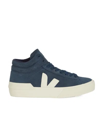 Veja Logo Lace Up Casual Sports Shoes In Blue