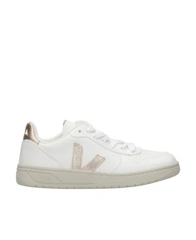 Veja Logo Lace Up Casual Sports Shoes In Extra White Platine