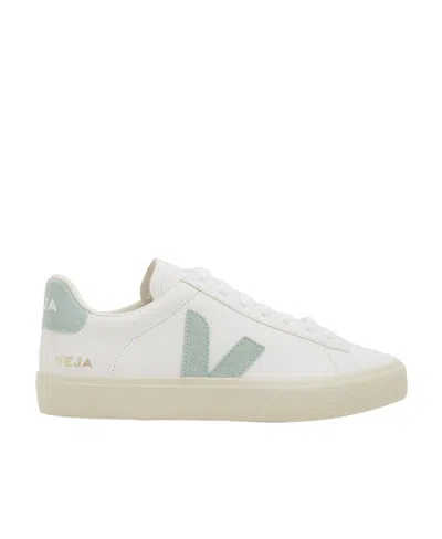 Veja Campo White And Light Blue Leather Sneakers In Multi
