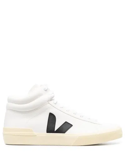 Veja Logo-patch Hi-top Sneakers In Weiss