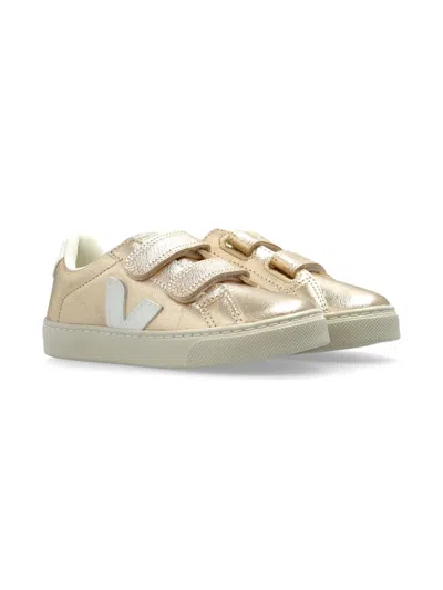 Veja Kids' Logo-patch Sneakers In Gold
