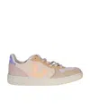 Veja V-10 Suede Multico Peach Trainers In Nude