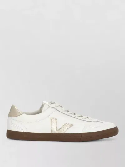 Veja Low Profile Leather Sneakers Round Toe Rubber In White
