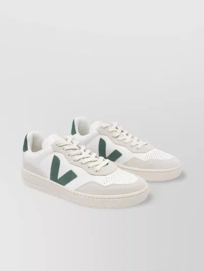 Veja Low Top Leather And Suede Sneakers In White