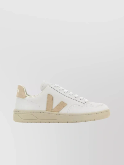 Veja Low-top Leather V-12 Sneakers With Contrasting Suede Logo Patches In White
