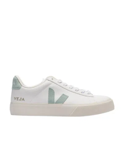 Veja Campo White And Light Blue Leather Sneakers In Multi