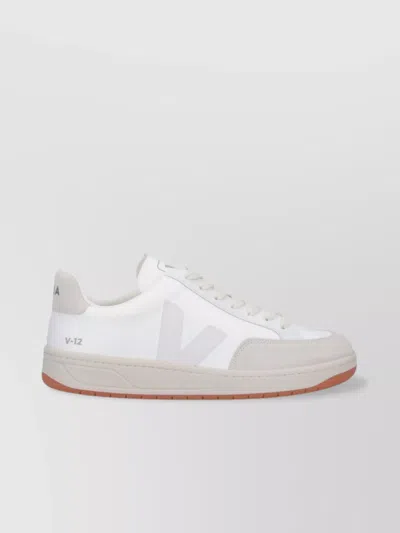 Veja Low Top Round Toe Rubber Sole Sneakers In White