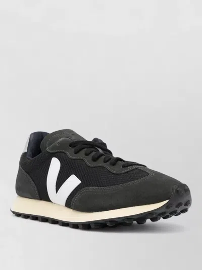 Veja Low Top Sneakers Silk Nylon Mesh Suede In Black
