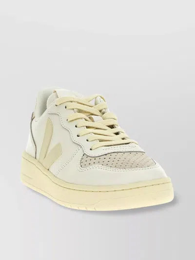 Veja Low-top Sneakers With Perforated Detailing And Rubber Sole In Neutrals