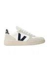 Veja V-10 Panelled Lace-up Sneakers In White