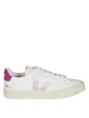 Veja Campo White Low Top Sneakers With Contrasting Heel With Logo Lettering And Logo Patch On The Side In In Multi