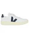 Veja Low-top White Leather Sneakers With Contrasting Logo In Animal Print
