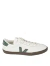 Veja Low-top White Sneakers With Green Suede Accents In White