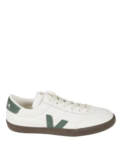 Veja Low-top White Sneakers With Green Suede Accents