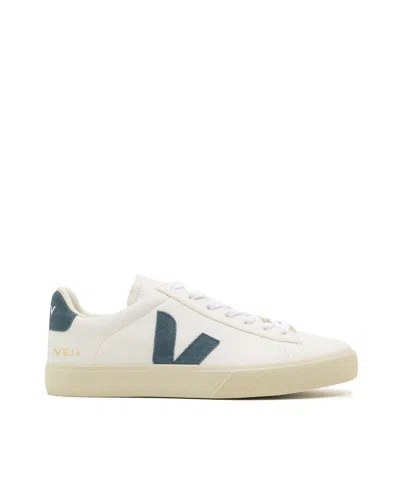 Veja Low-top Sneakers In Organic Traced Leather With Suede Accents In White