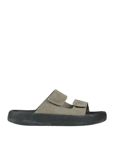 Veja Man Sandals Grey Size 8 Leather In Gray