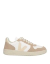 Veja V-10 Panelled Lace-up Sneakers In Beige