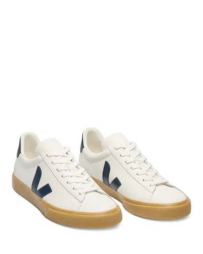 Veja Men's Campo Low Top Leather Sneakers In White Nautical