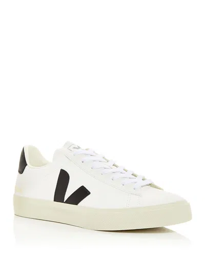 VEJA MEN'S CAMPO LOW TOP LEATHER SNEAKERS IN WHITE/BLACK