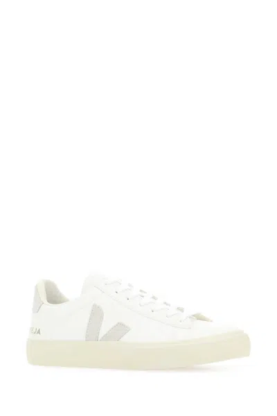 Veja White Campo Suede Accent Leather Sneakers In Neutral