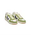 Veja Men's V-10 Leather Sneakers In White Black Kiwi In Multi
