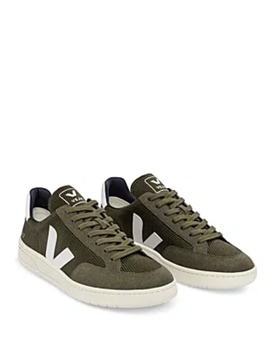 Veja Low Top Fabric Sneakers With Contrast Heel Tab In Green
