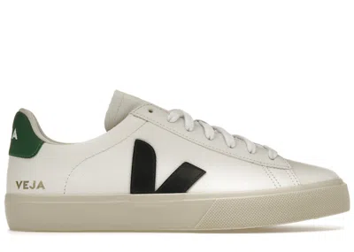 Pre-owned Veja Men's  Campo Chromefree Leather Sneakers In White/black/emeraude In Multi