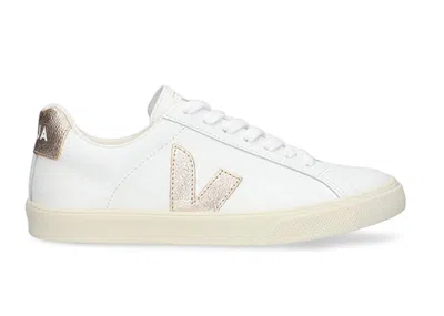 Pre-owned Veja Men's  Esplar Leather Sneakers In White/platine