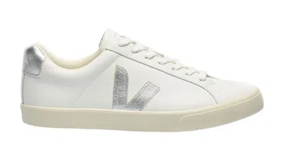 Pre-owned Veja Men's  Esplar Leather Sneakers In White/silver In Multi