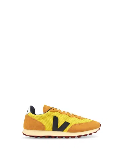Veja Rio Branco Leather-trimmed Alveomesh And Suede Sneakers In Yellow