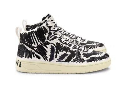 Pre-owned Veja Men's  V15 Leather X Marni Sneakers In Black/white In Multi