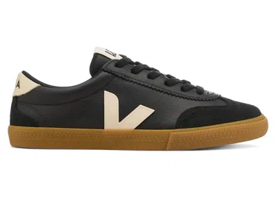 Pre-owned Veja Men's  Volley Leather Sneakers In Black/pierre