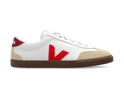 Pre-owned Veja Men's  Volley Sneakers In White/pekin/bark In Multi