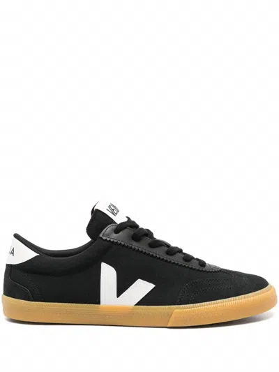 Veja Men's Volley Canvas Suede T Toe Sneakers In Black / Gum In Animal Print