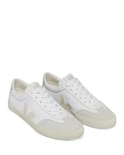 Veja Men's Volley Lace Up Canvas And Leather Sneakers In Black/white Natural
