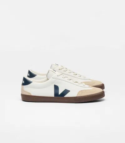 VEJA MEN'S VOLLEY SNEAKERS IN WHITE/NAUTICO/BARK