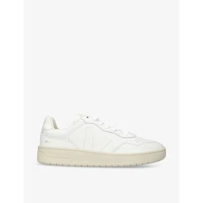 VEJA MENS WHITE MEN'S V90 LOGO-EMBROIDERED LOW-TOP LEATHER TRAINERS EUR 40 / 6 UK