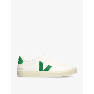 VEJA MENS WHITE/OTH MEN'S CAMPO LOGO-EMBROIDERED LEATHER LOW-TOP TRAINERS EUR 40 / 6 UK